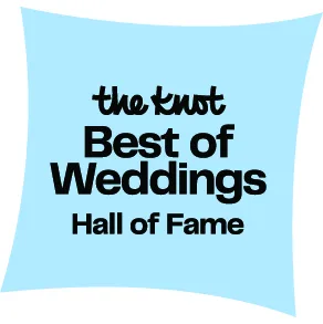 The Knot Best of Weddings Hall of Fame badge awarded to Lorenz Bus Service on light blue background